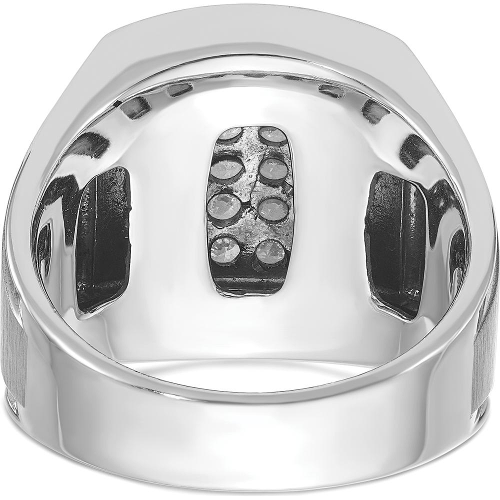 14K White Gold Men's Polished and Satin Diamond Cluster Ring - 1.5 Carats Total Diamond Weight by IBGoodman