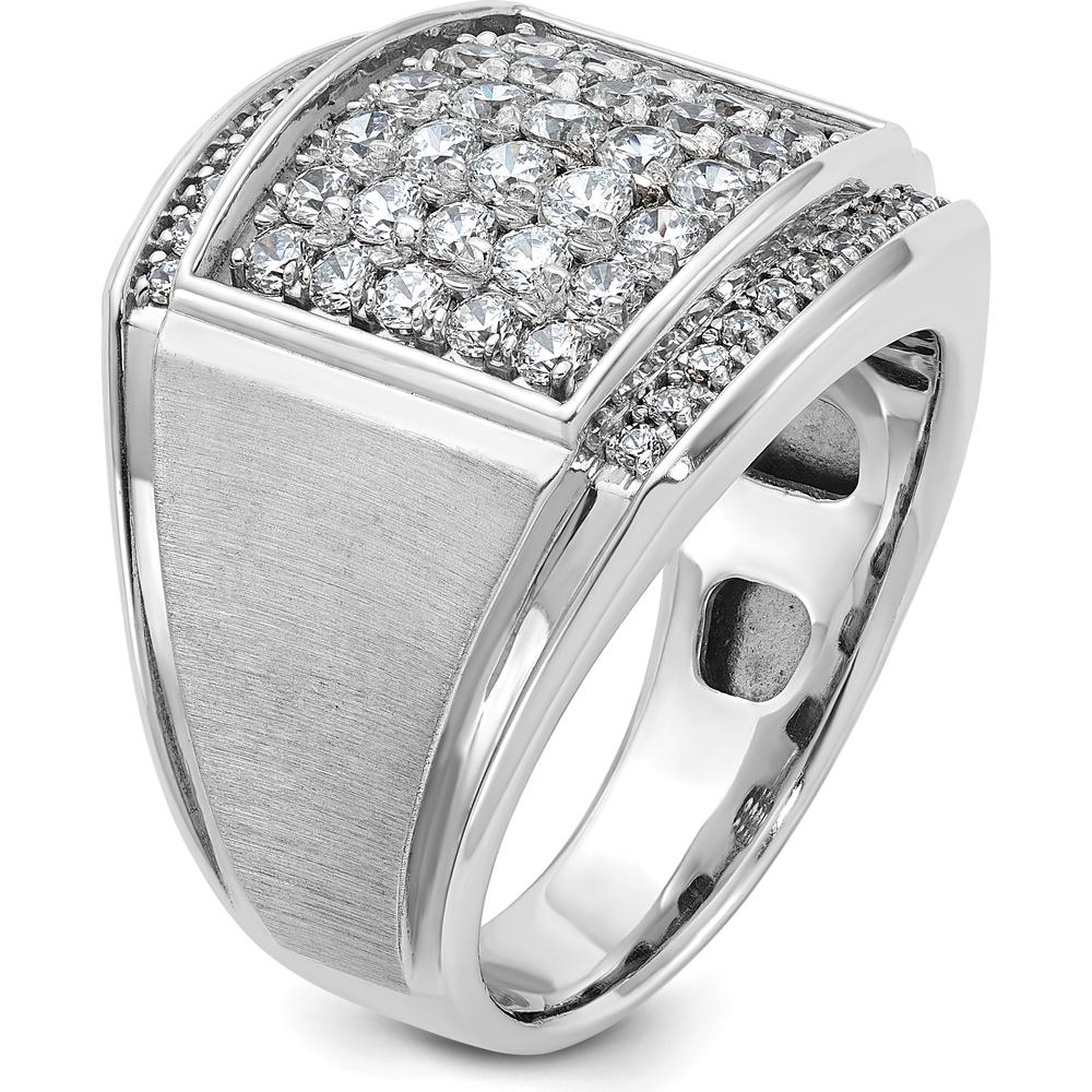 14K White Gold Men's Polished and Satin Diamond Cluster Ring - 1.5 Carats Total Diamond Weight by IBGoodman