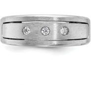 14K White Gold Men's Polished and Satin Diamond Ring - 0.05 Carats Total Diamond Weight by IBGoodman