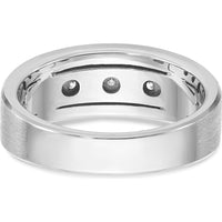 14K White Gold Men's Polished and Satin Diamond Ring - 0.05 Carats Total Diamond Weight by IBGoodman