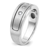 14K White Gold Men's Polished and Satin Diamond Ring - 0.05 Carats Total Diamond Weight by IBGoodman