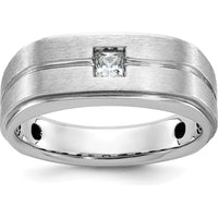 14K White Gold Men's Polished and Satin Diamond Ring - 0.25 Carats Total Diamond Weight by IBGoodman