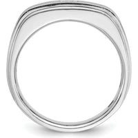 14K White Gold Men's Polished and Satin Diamond Ring - 0.25 Carats Total Diamond Weight by IBGoodman