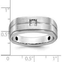 14K White Gold Men's Polished and Satin Diamond Ring - 0.25 Carats Total Diamond Weight by IBGoodman