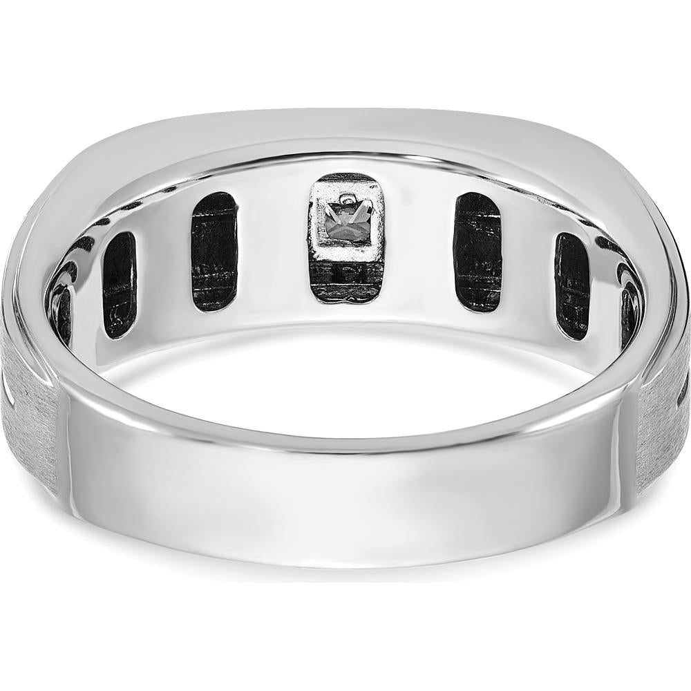 14K White Gold Men's Polished and Satin Diamond Ring - 0.25 Carats Total Diamond Weight by IBGoodman