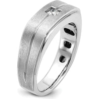 14K White Gold Men's Polished and Satin Diamond Ring - 0.25 Carats Total Diamond Weight by IBGoodman