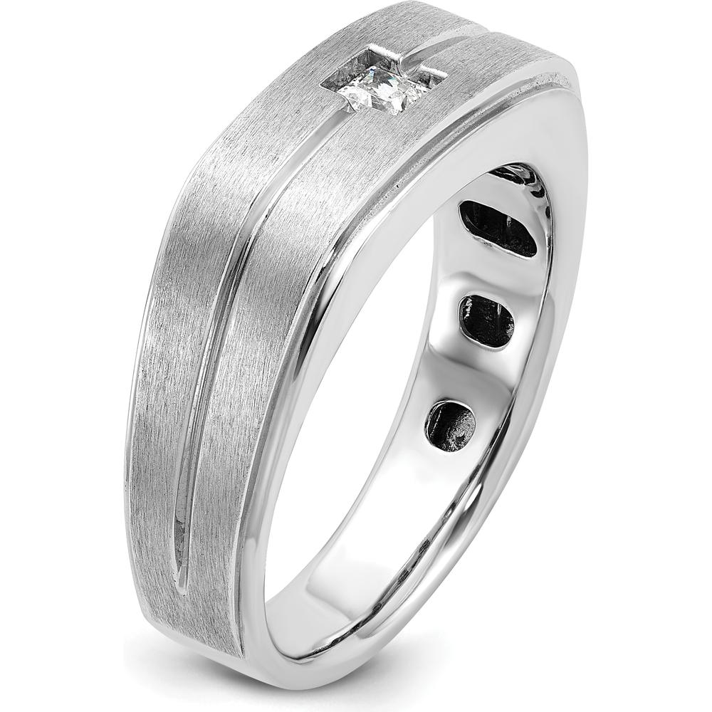 14K White Gold Men's Polished and Satin Diamond Ring - 0.25 Carats Total Diamond Weight by IBGoodman