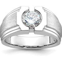 14K White Gold Men's Polished and Satin Diamond Ring Mounting - 10.3mm Band Width by IBGoodman