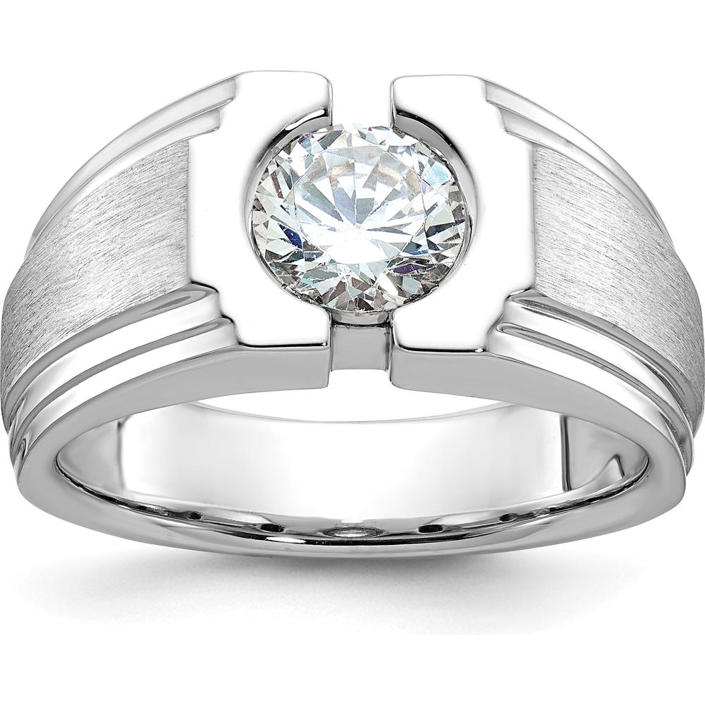 14K White Gold Men's Polished and Satin Diamond Ring Mounting - 10.3mm Band Width by IBGoodman