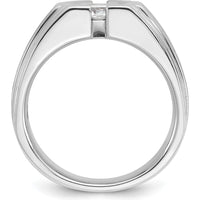 14K White Gold Men's Polished and Satin Diamond Ring Mounting - 10.3mm Band Width by IBGoodman