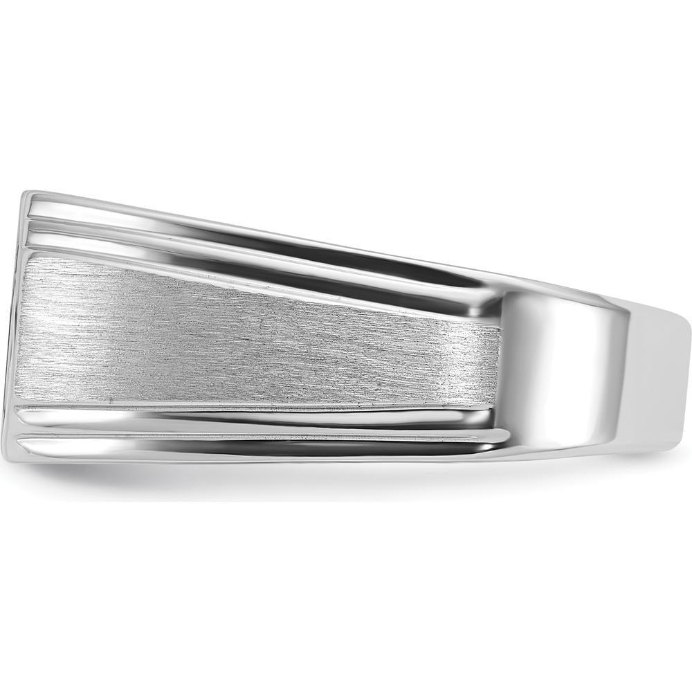14K White Gold Men's Polished and Satin Diamond Ring Mounting - 10.3mm Band Width by IBGoodman