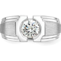 14K White Gold Men's Polished and Satin Diamond Ring Mounting - 10.3mm Band Width by IBGoodman