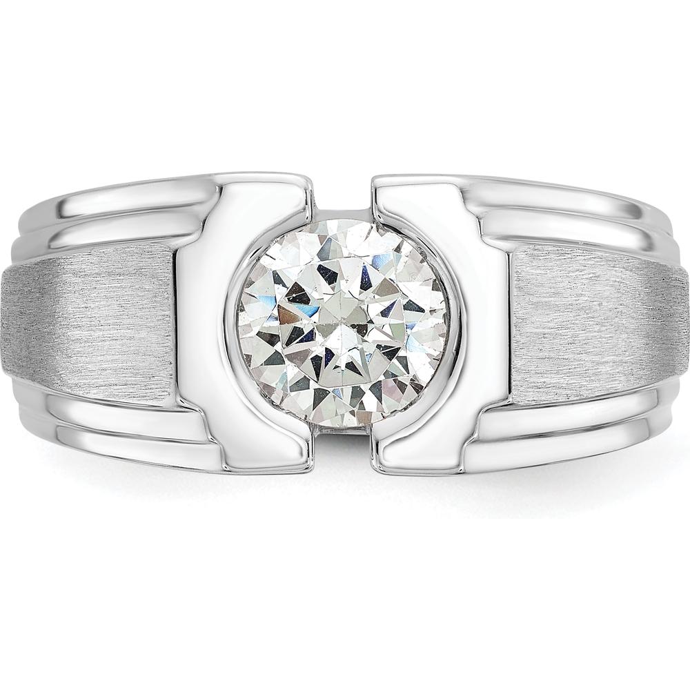 14K White Gold Men's Polished and Satin Diamond Ring Mounting - 10.3mm Band Width by IBGoodman