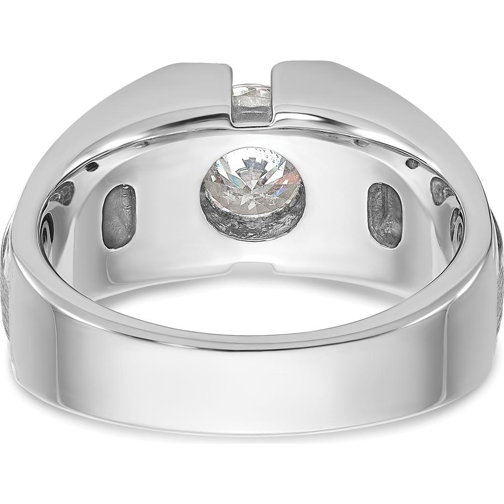 14K White Gold Men's Polished and Satin Diamond Ring Mounting - 10.3mm Band Width by IBGoodman