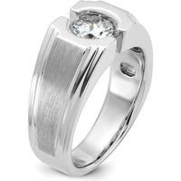 14K White Gold Men's Polished and Satin Diamond Ring Mounting - 10.3mm Band Width by IBGoodman