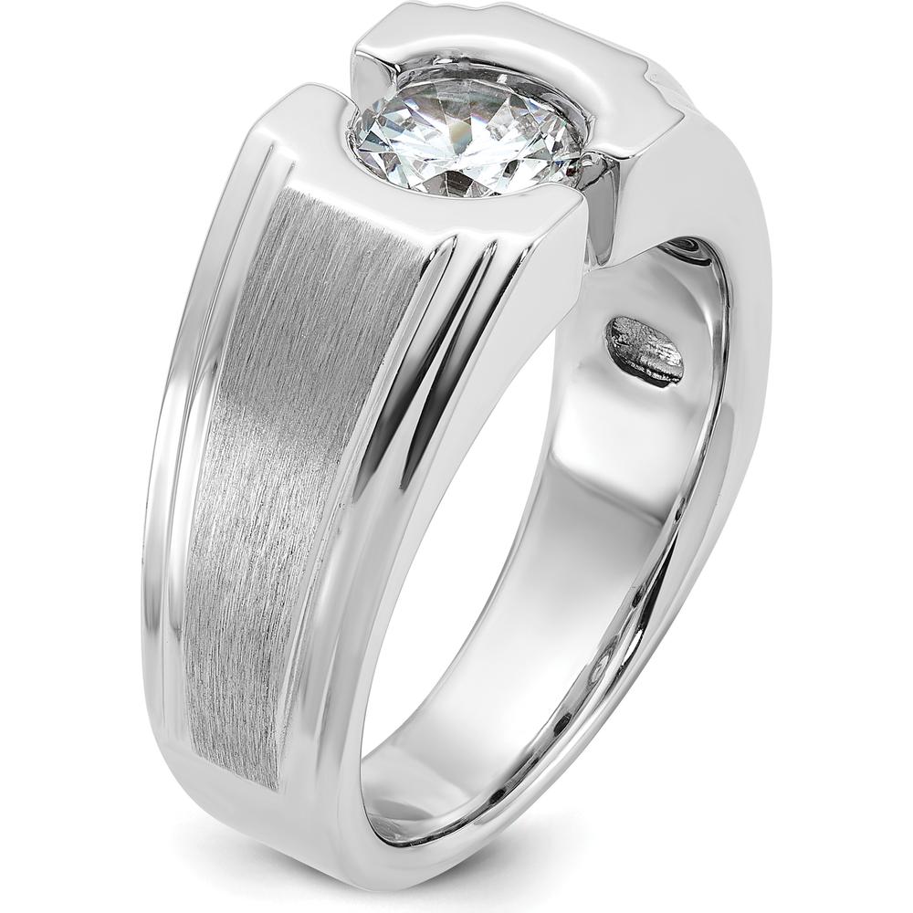 14K White Gold Men's Polished and Satin Diamond Ring Mounting - 10.3mm Band Width by IBGoodman