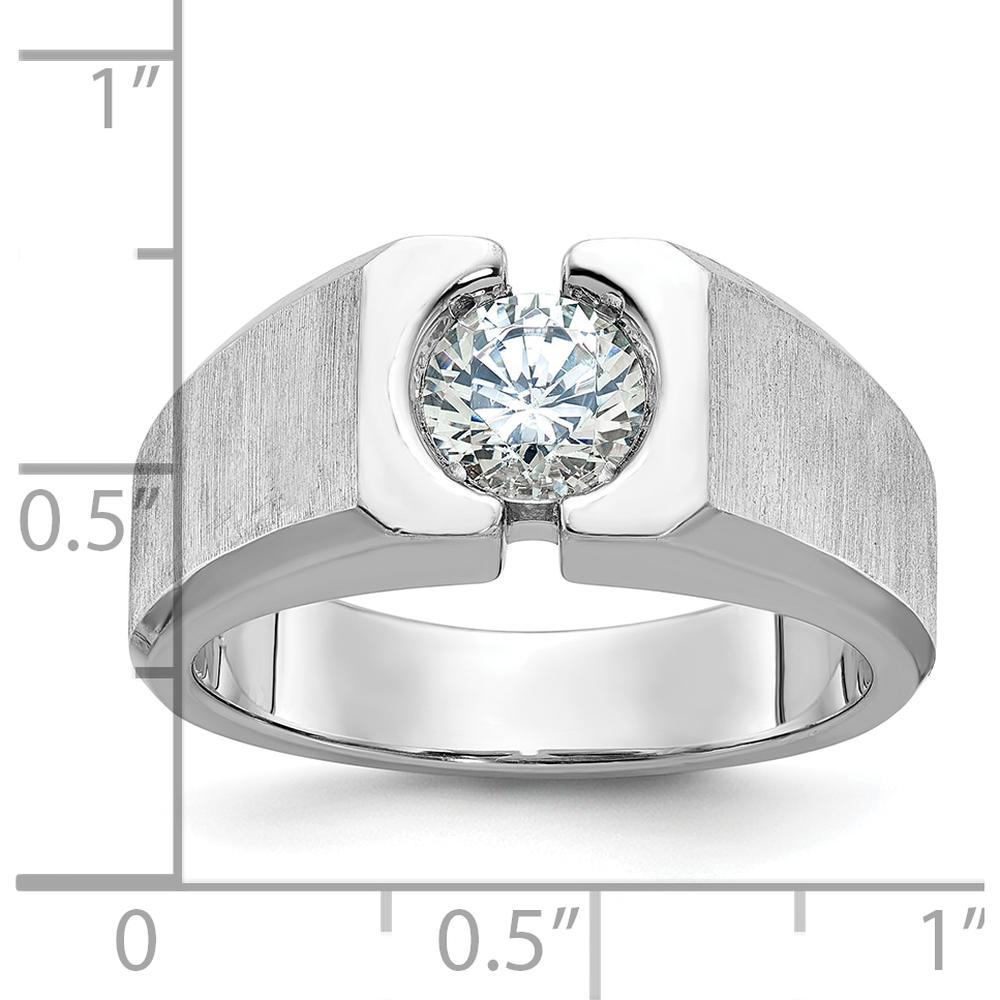 14K White Gold Men's Polished and Satin Diamond Ring Mounting - 8.97mm Band Width by IBGoodman