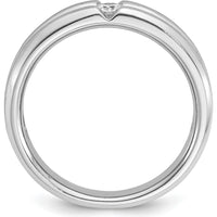 14K White Gold Men's Polished and Satin Diamond Ring Mounting with Round Diamond - 0.25 Carats Total Diamond Weight by IBGoodman