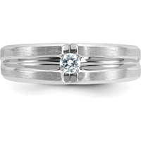 14K White Gold Men's Polished and Satin Diamond Ring Mounting with Round Diamond - 0.25 Carats Total Diamond Weight by IBGoodman