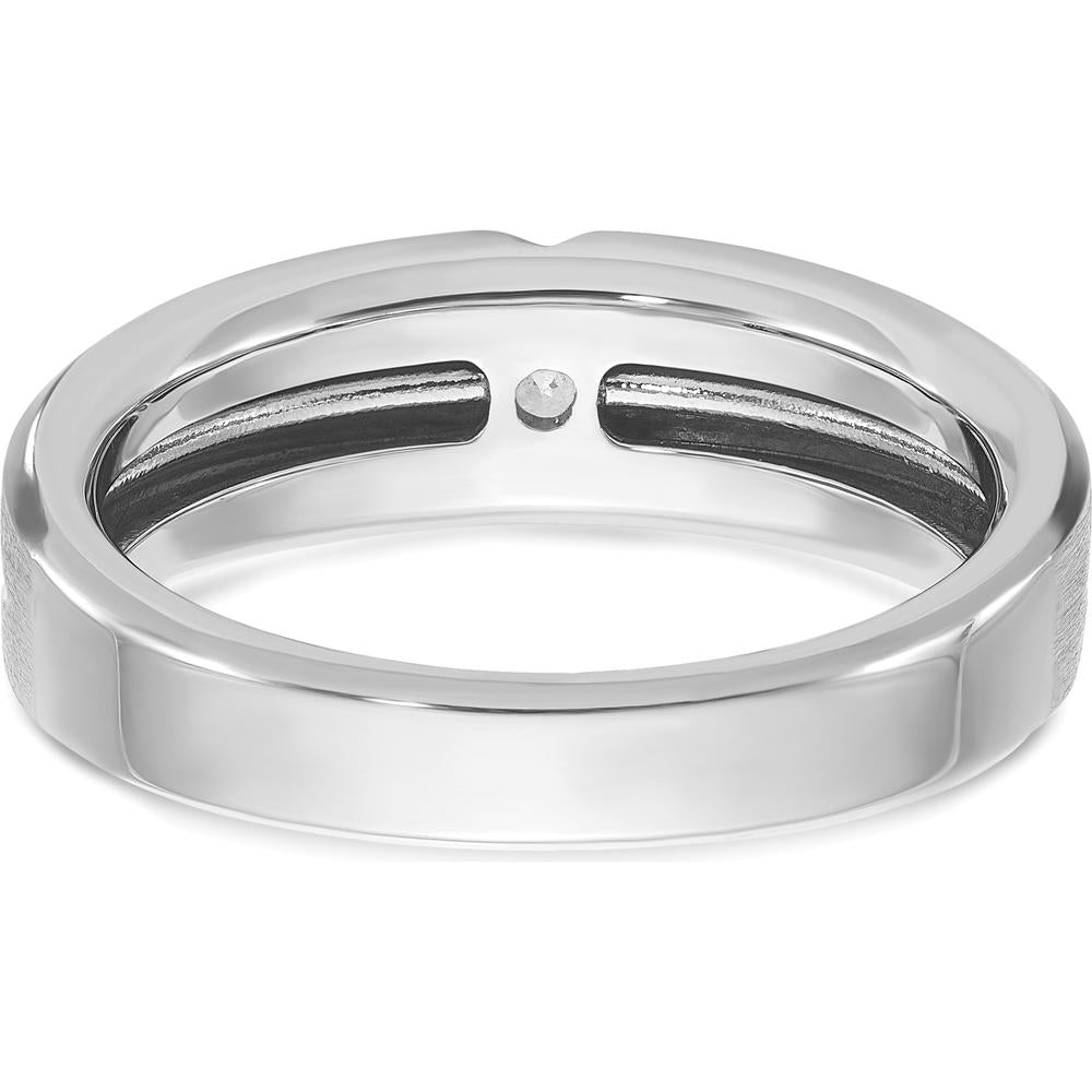 14K White Gold Men's Polished and Satin Diamond Ring Mounting with Round Diamond - 0.25 Carats Total Diamond Weight by IBGoodman