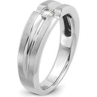 14K White Gold Men's Polished and Satin Diamond Ring Mounting with Round Diamond - 0.25 Carats Total Diamond Weight by IBGoodman