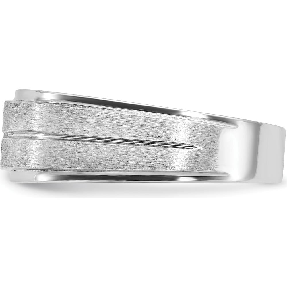 14K White Gold Men's Polished and Satin Diamond Ring Mounting with Square Diamond Setting by IBGoodman