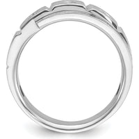 14K White Gold Men's Polished and Satin Diamond Ring with 3 Diamonds by IBGoodman