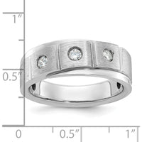 14K White Gold Men's Polished and Satin Diamond Ring with 3 Diamonds by IBGoodman