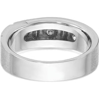 14K White Gold Men's Polished and Satin Diamond Ring with 3 Diamonds by IBGoodman