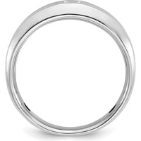 14K White Gold Men's Polished and Satin Diamond Ring with 3mm Square Faceted Diamond - 0.16 Carats Total Diamond Weight by IBGoodman