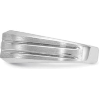 14K White Gold Men's Polished and Satin Diamond Ring with 3mm Square Faceted Diamond - 0.16 Carats Total Diamond Weight by IBGoodman