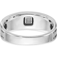 14K White Gold Men's Polished and Satin Diamond Ring with 3mm Square Faceted Diamond - 0.16 Carats Total Diamond Weight by IBGoodman