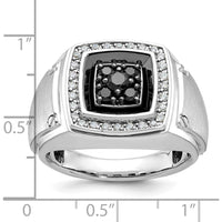 14K White Gold Men's Polished and Satin Diamond Ring with Black Rhodium and 0.63 Carats Total Diamond Weight by IBGoodman