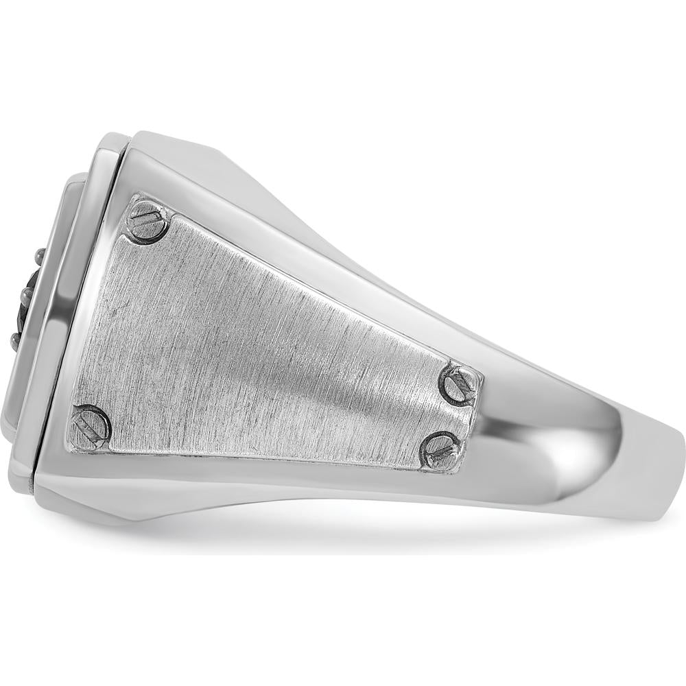 14K White Gold Men's Polished and Satin Diamond Ring with Black Rhodium and 0.63 Carats Total Diamond Weight by IBGoodman
