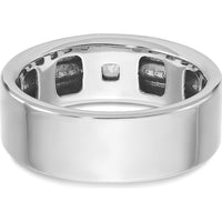 14K White Gold Men's Polished and Satin Diamond Ring with Round and Princess Diamonds - 1/5 Carats Total Diamond Weight by IBGoodman