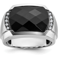 14K White Gold Men's Polished and Satin Gemstone Ring Mounting by IBGoodman