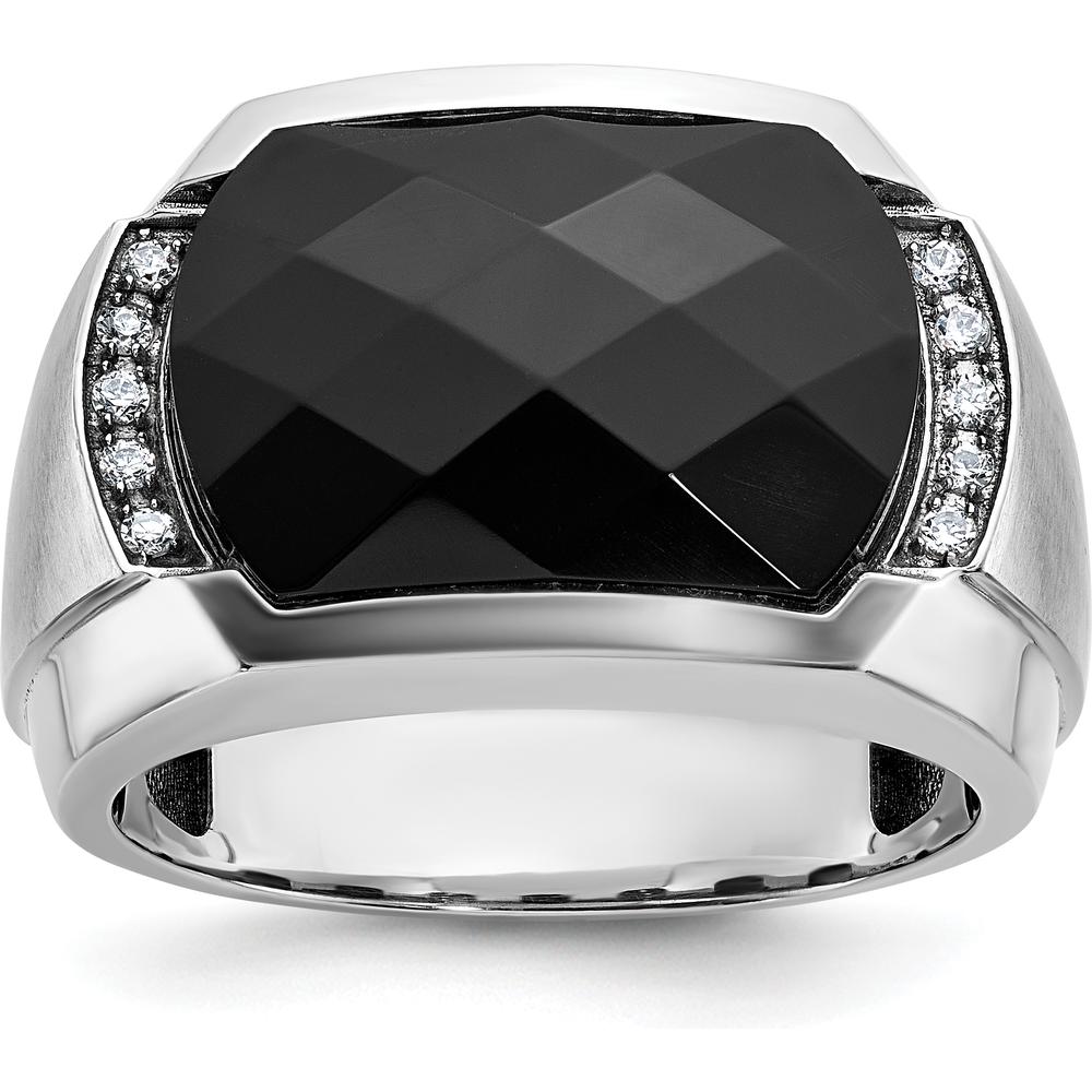 14K White Gold Men's Polished and Satin Gemstone Ring Mounting by IBGoodman