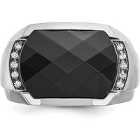 14K White Gold Men's Polished and Satin Gemstone Ring Mounting by IBGoodman
