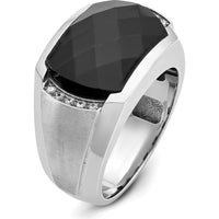 14K White Gold Men's Polished and Satin Gemstone Ring Mounting by IBGoodman