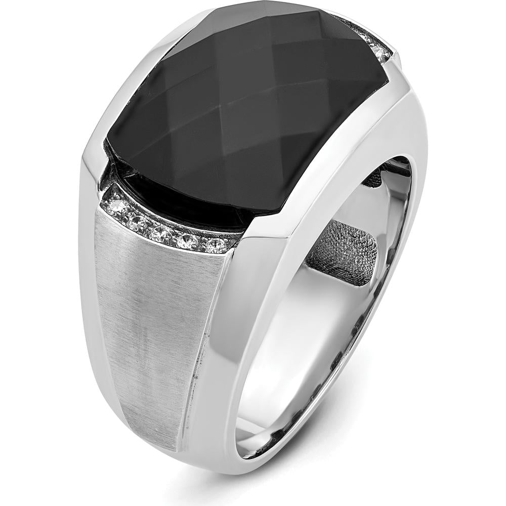 14K White Gold Men's Polished and Satin Gemstone Ring Mounting by IBGoodman