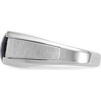 14K White Gold Men's Polished and Satin Gemstone Ring with Diamond Accents by IBGoodman