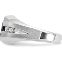 14K White Gold Men's Polished and Satin Onyx and 1/8 Carat AA Quality Diamond Ring by IBGoodman