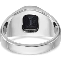 14K White Gold Men's Polished and Satin Onyx and 1/8 Carat AA Quality Diamond Ring by IBGoodman