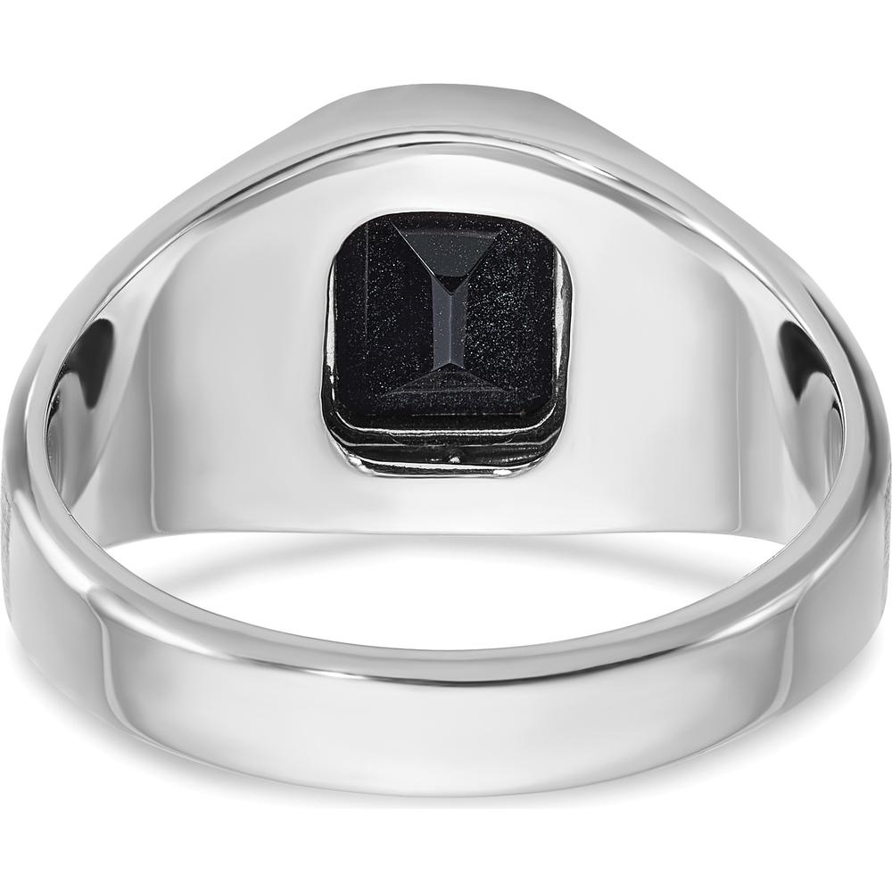 14K White Gold Men's Polished and Satin Onyx and 1/8 Carat AA Quality Diamond Ring by IBGoodman