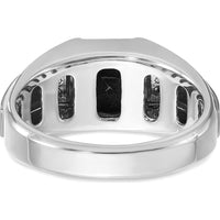 14K White Gold Men's Polished and Satin Onyx and Diamond Ring with 2 Round Diamonds - 0.02 Carats Total Diamond Weight by IBGoodman