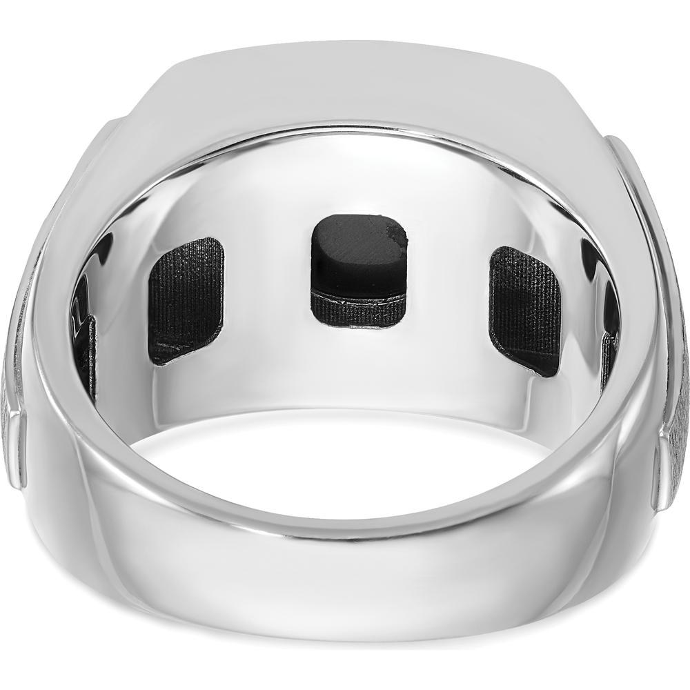 14K White Gold Men's Polished and Satin Onyx Diamond Ring - 0.1 Carats Total Diamond Weight by IBGoodman