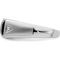 14K White Gold Men's Polished & Satin Onyx Ring with Round Diamonds - 2.19 Carat Onyx, 0.0105 Carat Diamond by 0