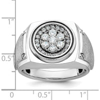 14K White Gold Men's Polished and Satin Round Diamond Cluster Ring - 0.63 Carats Total Diamond Weight by IBGoodman