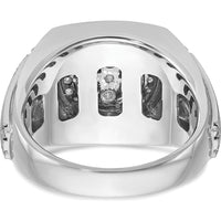 14K White Gold Men's Polished and Satin Round Diamond Cluster Ring - 0.63 Carats Total Diamond Weight by IBGoodman