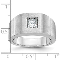 14K White Gold Men's Polished & Satin Solitaire Ring Mounting by IBGoodman
